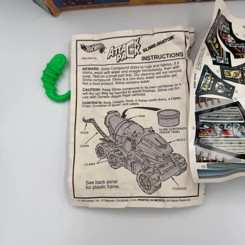 1992 Hot Wheels Attack Pack Slime-inator Cement Truck w/ Box Incomplete